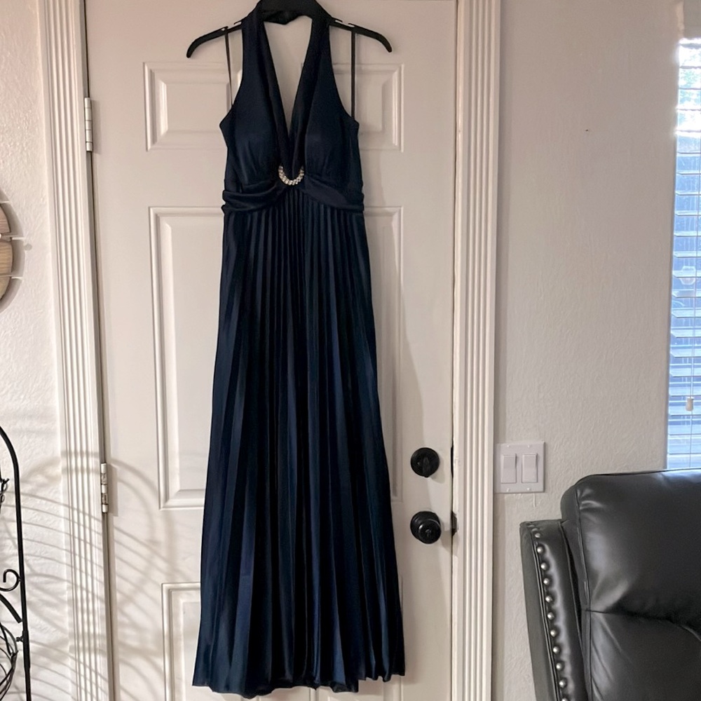 BETSY & ADAM BLUE MAXI LONG  FORMAL DRESS SIZE 10